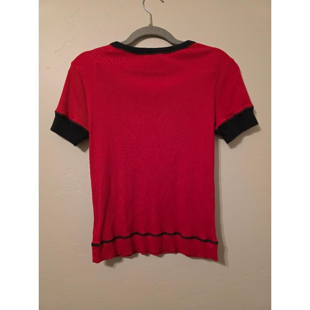 ❤️ Lauren Jeans Co Ralph Lauren Red Ribbed Tee XS | 2000s Y2K - Picture 2 of 5